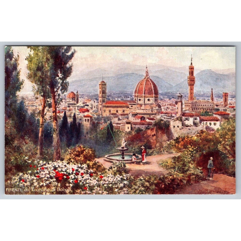Florence Italy Boboli Gardens Duomo H.B. Wimbush Raphael Tuck Postcard 7989